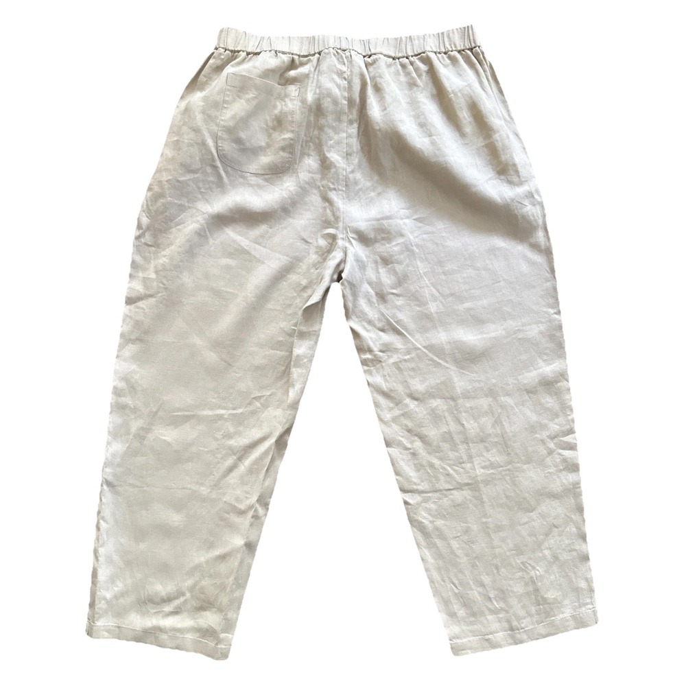 Quince Pants 100% European Linen Women XL Elastic Waist Pull On Driftwood Beige - Picture 2 of 10